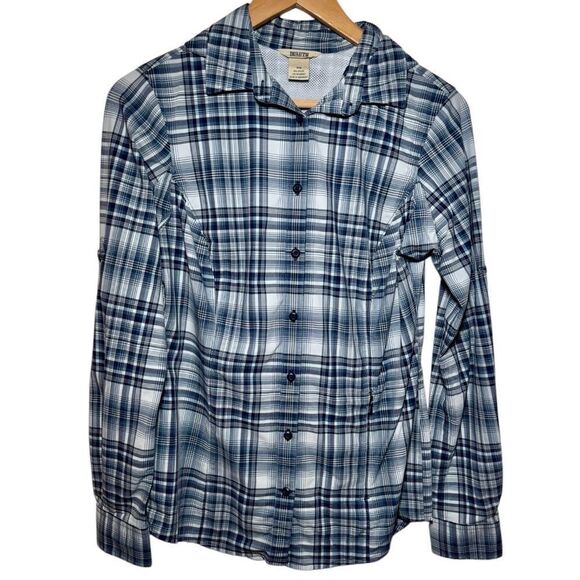 Duluth Trading Co DuluthFlex Sidewinder Long Sleeve Shirt Navy Plaid Women’s XS - Picture 1 of 4